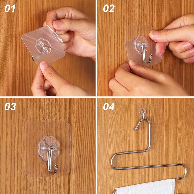 Heavy Duty Adhesive Hooks 33 lb 15KG, Waterproof and Oilproof Reusable Seamless - Image 8