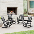 LUE BONA Outdoor Rocking Chairs Set of 4, Weather Resistant HDPS Poly Rocker Chairs, 350lb Heavy Duty, Oversized Porch Rocker for Adult, High Back Smooth Rocking Chairs for Outdoor & Indoor, Gray by LUEBONA