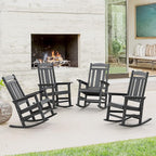 LUE BONA Outdoor Rocking Chairs Set of 4, Weather Resistant HDPS Poly Rocker Chairs, 350lb Heavy Duty, Oversized Porch Rocker for Adult, High Back Smooth Rocking Chairs for Outdoor & Indoor, Gray by LUEBONA