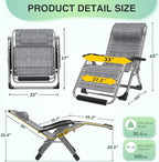 Suteck Oversized Zero Gravity Chair,33In XXL Lounge Chair w/Removable Cushion&Headrest, Reclining Camping Chair w/Upgraded Lock and Footrest, Reclining Patio Chairs Recliner for Indoor Outdoor,500LBS - Image 2