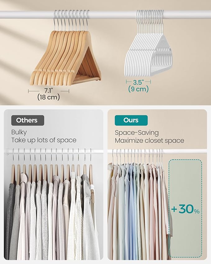 SONGMICS Velvet Hangers 50 Pack, Non-Slip Clothes Hangers, 17 x 8.3 Inches - Image 4