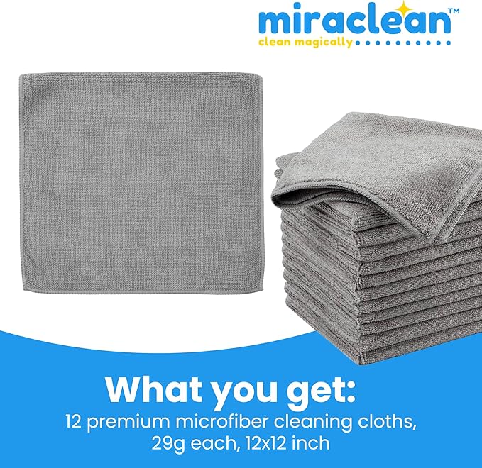 Microfiber Cleaning Cloth Grey 12 Pack Premium Microfiber Towels - Image 3