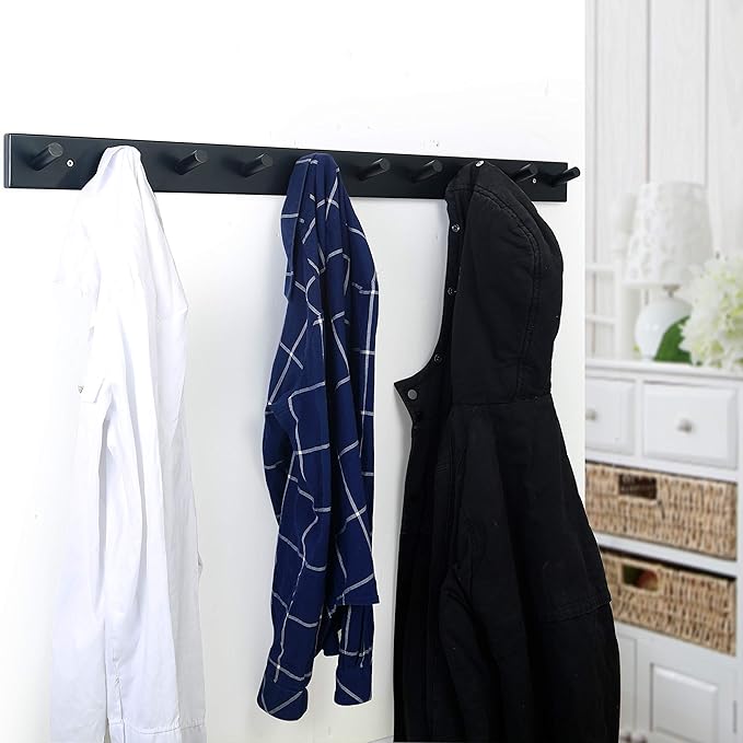 WEBI Coat Rack Wall Mounted, 10 Hooks, Bamboo Peg Rail Hat Rack - Image 5