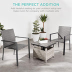 Best Choice Products Set of 2 Stackable Outdoor Wicker Dining Chairs All-Weather Firepit Armchair w/Armrests, Steel Frame for Patio, Deck, Garden, Yard - Gray - Image 7