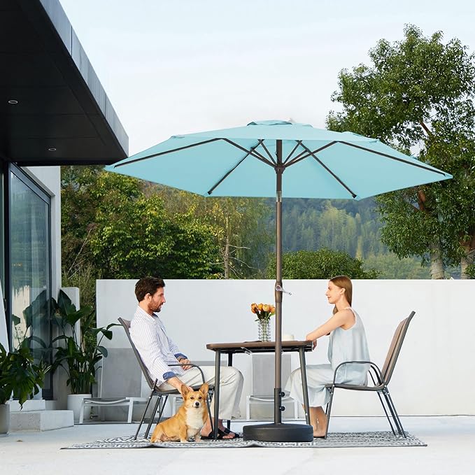 JEAREY 7.5FT Patio Umbrella Outdoor Market Umbrella with 6 Sturdy Ribs, Push Button Tilt/Crank Table Umbrella for Garden, Deck, Backyard and Pool, Baby Blue - Image 8