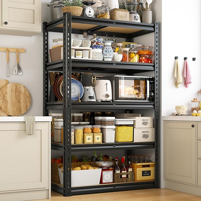 5 Tier Garage Shelving 2020LBS Storage Shelves,Adjustable Heavy Duty Metal Shelving Unit Utility Rack for Garage,Kitchen Pantry Shelf for Warehouse,Closet,Commercial,28" W x 12" D x 59.8" H,Black - Image 8