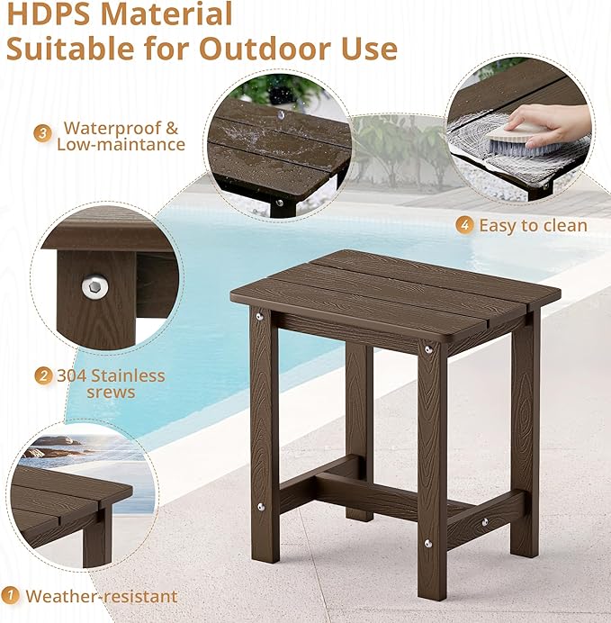 LUE BONA Outdoor Rocking Chairs Set, 3-Piece, Poly Porch Rockers with Table, Plastic Weather Resistant Rocking Chair Set for Outdoor Indoor, Garden, Backyard, 350lb, Brown, Chairs+Table - Image 6