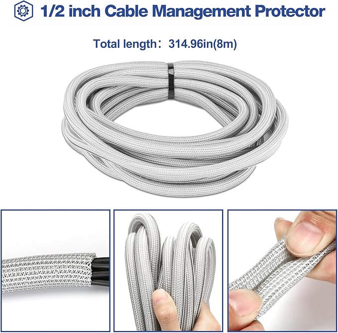 JOTO 1 Pack Cable Management Sleeve, 26 Feet Cord Organizer System - Image 4