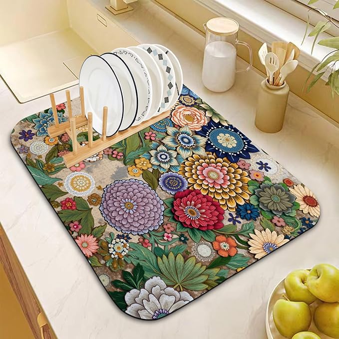 Dish Drying Mat for Kitchen Counter 16x18 Inch, Super Absorbent Dish Drainer Mat - Image 2