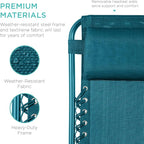 Best Choice Products Set of 2 Adjustable Steel Mesh Zero Gravity Lounge Chair Recliners w/Pillows and Cup Holder Trays - Peacock - Image 6