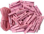 1.9" Pink Wooden Clothes Pins DIY Photo Garland Baby Shower Bag Clips by Unknown