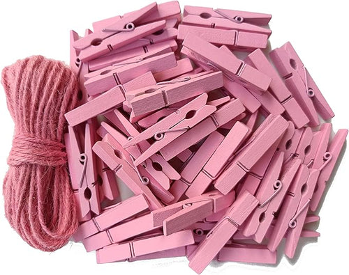 1.9" Pink Wooden Clothes Pins DIY Photo Garland Baby Shower Bag Clips by Unknown
