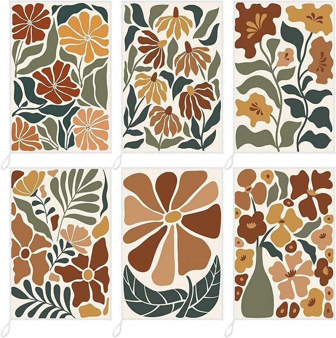 Breling Set of 6 Kitchen Towels Vintage Themed Dish Towel Bathroom Decorative by Breling