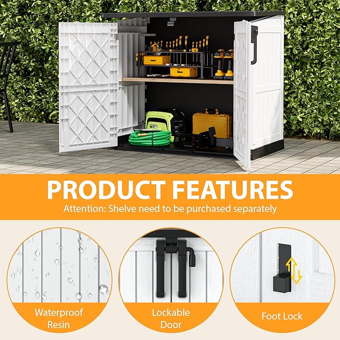 LHBcraft Outdoor Storage Cabinet 36 Cu Ft with Lockable Doors, Portable Horizontal Resin Storage Shed - Easy to Assemble, Waterproof Small Storage Shed with Floor - Image 2
