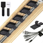 100 Pcs Hook and Loop Cable Ties, Self Adhesive Cable Management Desktop Cable by WSICSE