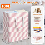 3 Pack Large Laundry Basket, Waterproof & Freestanding Laundry Hamper, - Image 2
