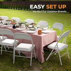 4 Pack Leather Chair | Foldable & Stackable | 350 lbs Capacity Steel Frame Seats for Indoor or Outdoor | Commercial Use Events Wedding Party Events Bulk Picnic Kitchen Dining - White - Image 7