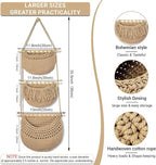 3 Tier Hanging Fruit Baskets for Kitchen, Boho Cotton Rope Handwoven Vegetable - Image 2