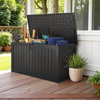 Devoko 240 Gallon Double-Wall Deck Box with Divider, Side Handles, Resin Outdoor Large Storage Box Waterproof and Lockable for Patio Furniture, Garden, Pool (Black) - Image 5