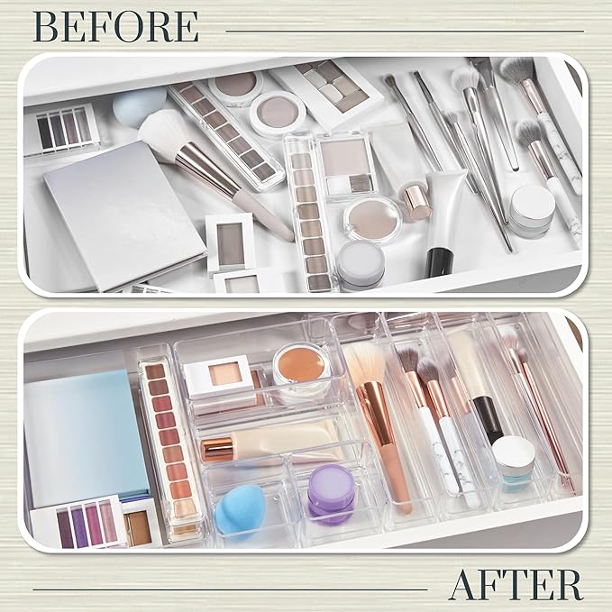 STORi SimpleSort 10-Piece Stackable Clear Drawer Organizer Set | Multi-size - Image 6
