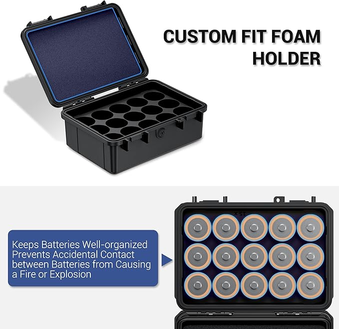 KIWIFOTOS 15 Slots D Battery Organizer Storage Case IP67 Waterproof D Cell LR20 - Image 3