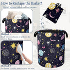 Planet Moon Universe Galaxy Laundry Basket, Foldable Waterproof Oxford Cloth - Image 6
