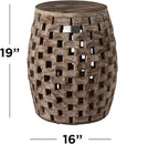 Balkene Home 62419 Maya Oval Rustic Garden Stool Wood Outdoor Seating & End Table Portable Adaptable Outdoor Furniture - Seasoned Patina Finish - Image 3