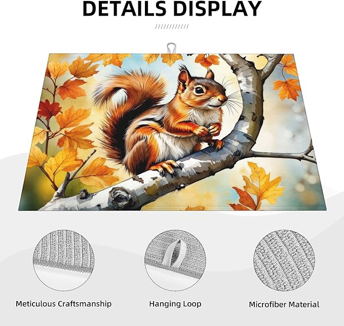 Squirrel on Tree Dish Drying Mats - Image 3