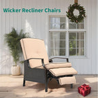 YITAHOME Outdoor Recliner Chair, 2-Piece Patio Adjustable Wicker Reclining Lounge Chairs, Dual-use Rattan Furniture Set with Soft Thick Cushions, Extended Footrest, Flip Back, Brown & Beige - Image 3
