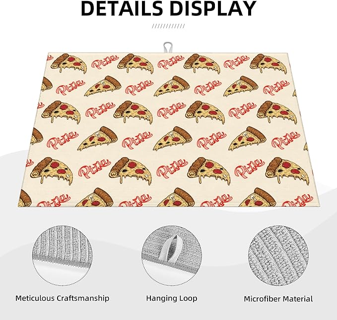 Cute Pizza Food Microfiber Dish Drying Mat - Image 5