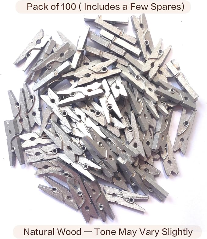 LWR CRAFTS Wooden Mini Clothespins 100 Per Pack 1" 2.5cm - Image 7
