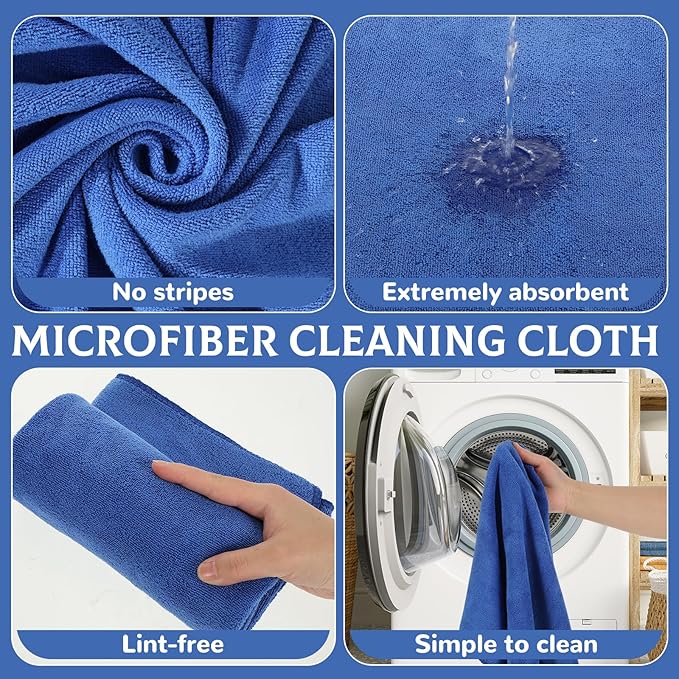 6 Pcs Extra Large Microfiber Cleaning Cloth Reusable Microfiber Towels Thick - Image 3