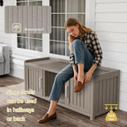 Storage Bench - Waterproof Resin Shoe Bench with Adjustable Shelves - Indoor & Outdoor Use, 2 Doors Entryway Bench with Hidden Storage Space - Storage Cabinet for Bedroom, Hallway, Grey - Image 4