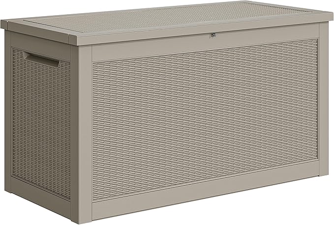YITAHOME XXL 260 Gal Large Deck Box, Outdoor Resin Storage Box, Rattan Storage Container for Patio Furniture, Garden Tools, Waterproof, Lockable (Brown) - Image 7