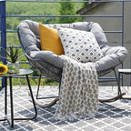 Grand patio Outdoor Rocking Chair, E-Coated Modern Cozy Lounge Rocker Chair with Cushion for Balcony Porch Patio, Gray - Image 5
