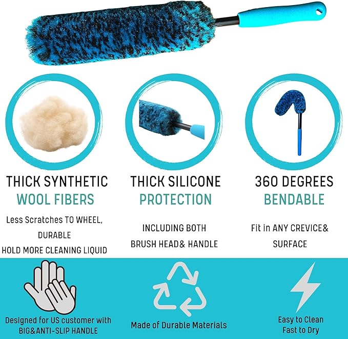 PRO Choice 4 Pack Long Handle Wheel Brush Kit - Image 5