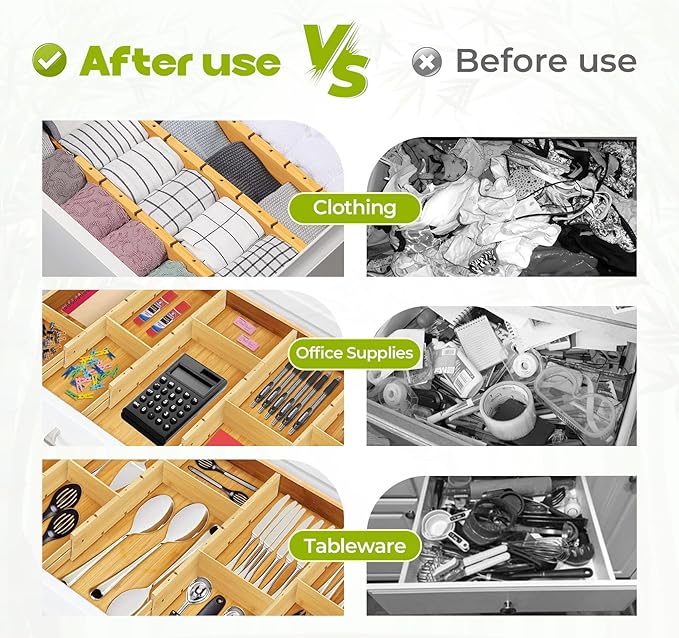 Bamboo Drawer Dividers 4PCS - Image 6