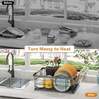 Dish Drying Rack Black with Diatomaceous Earth 1 Tier, Large Capacity Space - Image 3