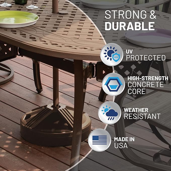 US Weight Durable Fillable Umbrella Base for Patio Table - 50 Pound Capacity Heavy Duty Adjustable Stand for Outdoor Umbrellas - Made in The USA - Image 6