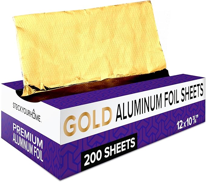 200 Count Pre-Cut Deli Gold Aluminum Foil by StockYourHome