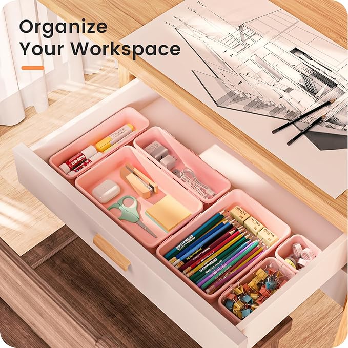 【】 【】 Pink Drawer Organizer, Makeup organizer, 【Holds 177 - Image 5