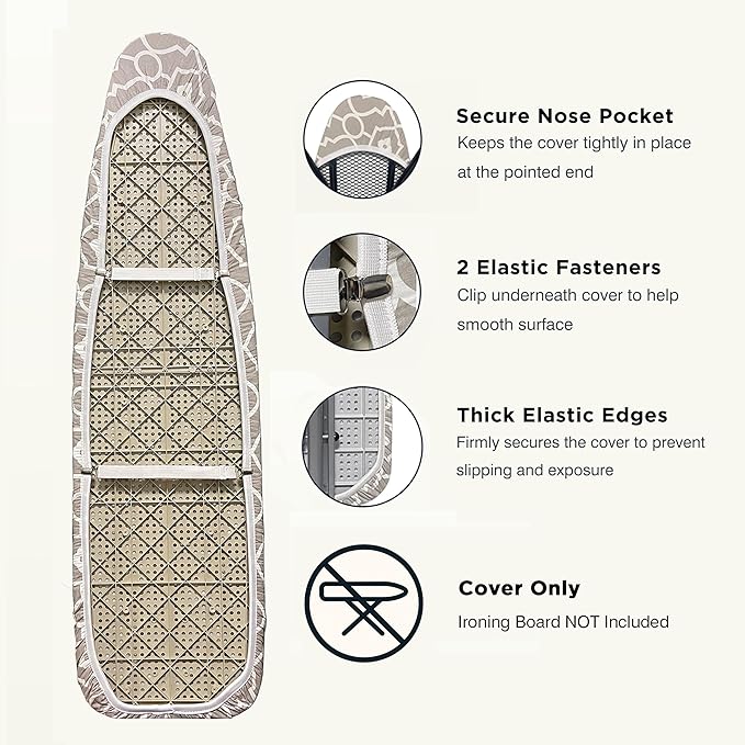 Ironing Board Cover and Pad 18"x54" Extra Thick Natural Cotton Scorch & Stain - Image 3