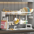PUSDON Over Sink Dish Drying Rack Stainless Steel, Adjustable Large Dish Drainer by PUSDON