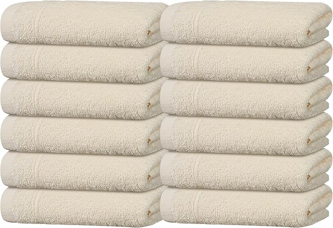 Tens Towels Pack of 12 Washcloths, 12 x 12 Inches, Lighter Weight, Quick to Dry by TensTowels