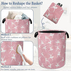 Cute Ballet Dancer Laundry Basket, Foldable Oxford Cloth Pink Laundry Hamper - Image 6