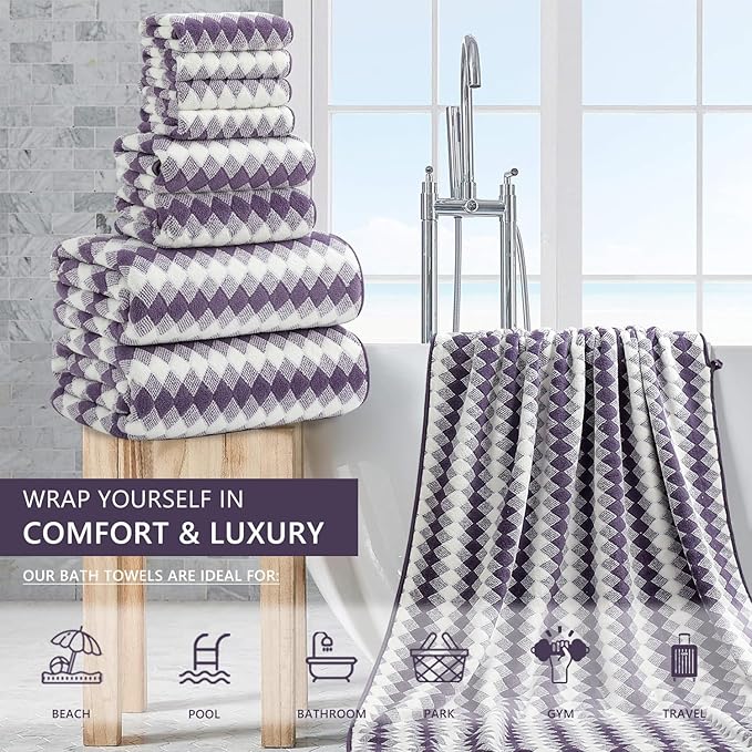 8 Piece Bathroom Towel Set |2 Oversized Bath Towels, 2 Hand Towels, 4 - Image 2