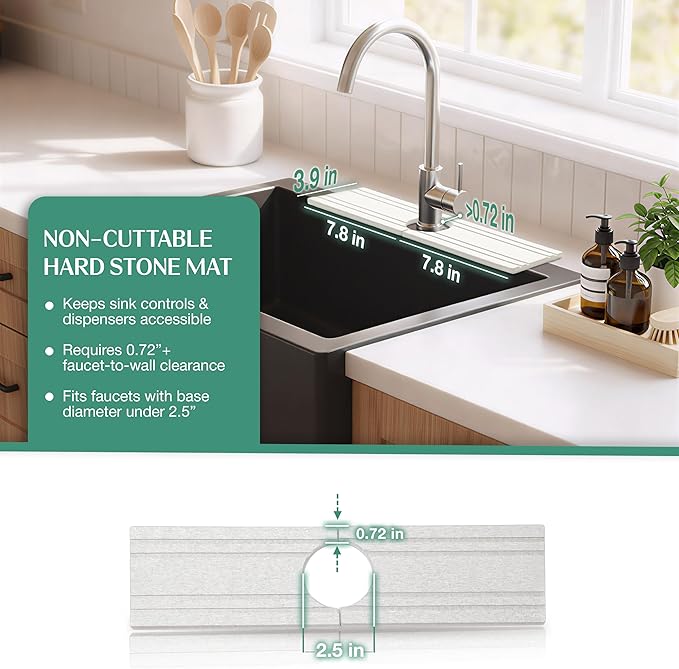 Stone Faucet Mat for Kitchen Sink Splash Guard 15.7" x 3.9" - Image 4