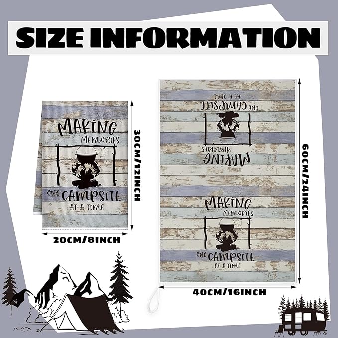 Boyiee Set of 6 Camping Kitchen Towels Happy Camper Tea Towels Absorbent - Image 4