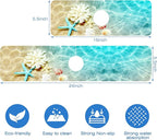 Beach Dish Drying Mat for Kitchen Sink Starfish Coral and Seashell Splash Guard - Image 3