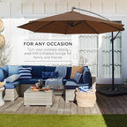 Best Choice Products 10ft Offset Cantilever Hanging Market Patio Umbrella, 8 Sturdy Ribs, Easy Adjustment - Brown - Image 3